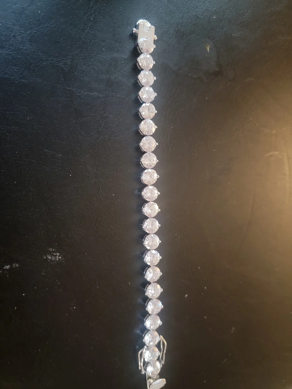 Silver Crystal Tennis Bracelet - Sparkling Clear Stones Sz 7 1/2 Inches